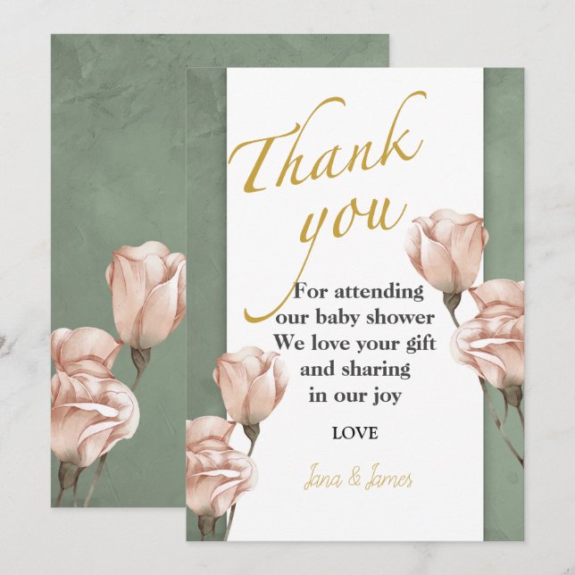 trendy greenery thank you invitation (Front/Back)