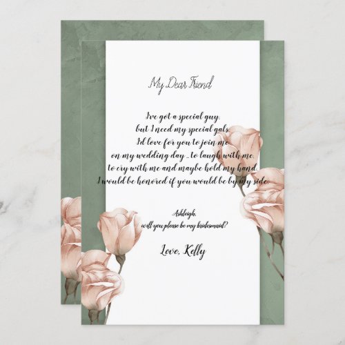 trendy greenery   will be my bridesmaid invitation