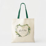 Trendy Greenery with Geometric Heart Bride Tribe Tote Bag<br><div class="desc">This tote bag features a trendy geometric gold heart decorated with watercolor greenery foliage. Makes a beautiful gift for your bridal party,  with the option to customize the name on each bag!</div>