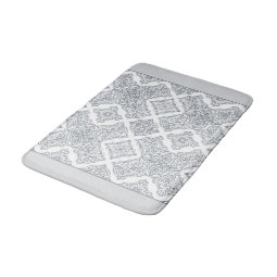 Trendy Grey and White Spanish Tiles Pattern Bath Mat | Zazzle