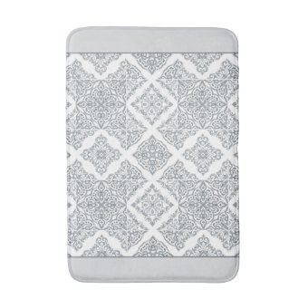 Trendy Grey and White Spanish Tiles Pattern Bath Mat | Zazzle
