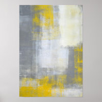 'Trendy' Grey and Yellow Abstract Art Poster