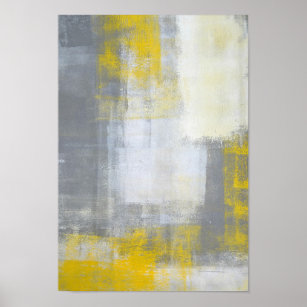 Yellow And Grey Art Wall Décor Zazzle Trendy Grey And Yellow Abstract Art Poster