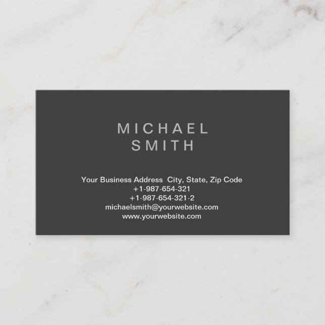 Trendy Grey Background Consultant Business Card (Front)