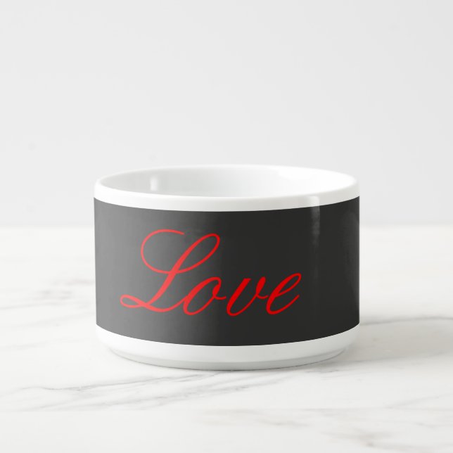 Trendy Grey Background Red Love Wedding Bowl (Center)