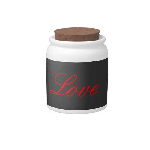 Trendy Grey Background Red Love Wedding Candy Jar