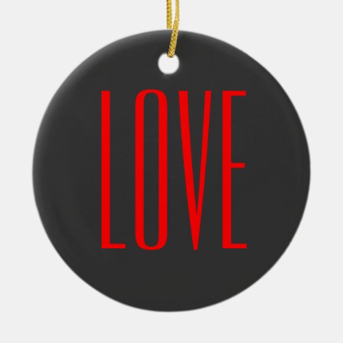 Trendy Grey Background Red Love Wedding Ceramic Ornament