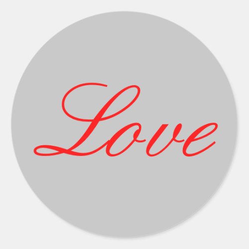 Trendy Grey Background Red Love Wedding Classic Round Sticker