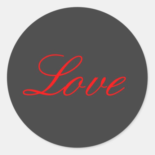 Trendy Grey Background Red Love Wedding Classic Round Sticker