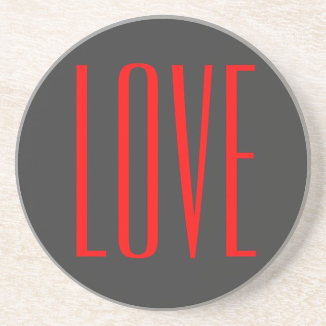 Trendy Grey Background Red Love Wedding Coaster (Front)