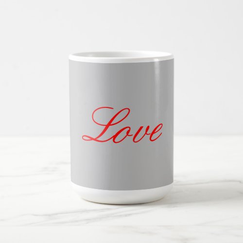 Trendy Grey Background Red Love Wedding Coffee Mug