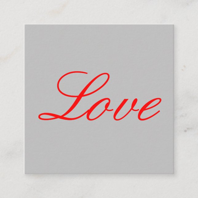 Trendy Grey Background Red Love Wedding Enclosure Card (Front)