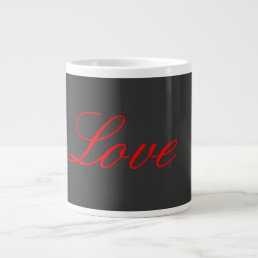 Trendy Grey Background Red Love Wedding Giant Coffee Mug