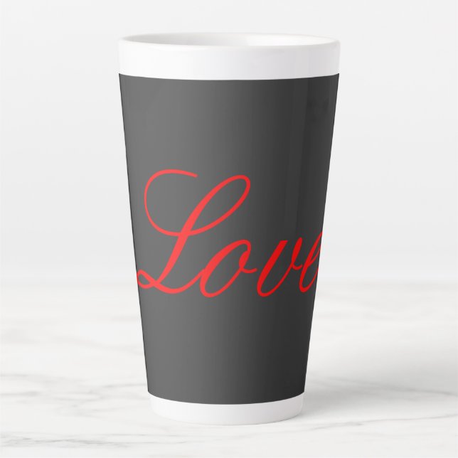 Trendy Grey Background Red Love Wedding Latte Mug (Front)