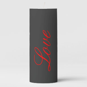 Trendy Grey Background Red Love Wedding Pillar Candle