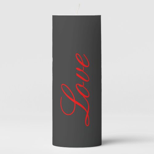 Trendy Grey Background Red Love Wedding Pillar Candle