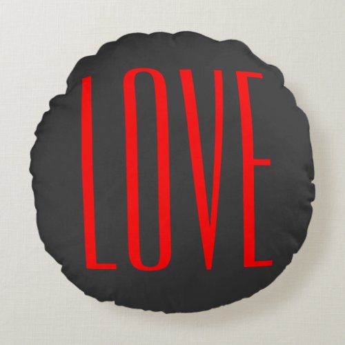 Trendy Grey Background Red Love Wedding Round Pillow