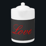 Trendy Grey Background Red Love Wedding Teapot<br><div class="desc">You can easily change the fonts and colors. You can also add your logo and the background image as you like.</div>