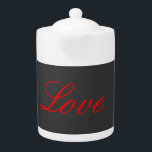 Trendy Grey Background Red Love Wedding Teapot<br><div class="desc">You can easily change the fonts and colors. You can also add your logo and the background image as you like.</div>