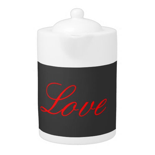 Trendy Grey Background Red Love Wedding Teapot