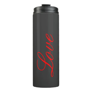Trendy Grey Background Red Love Wedding Thermal Tumbler