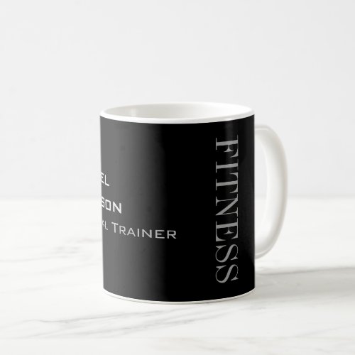 Trendy Grey Black Fitness Sport Add Name Coffee Mug