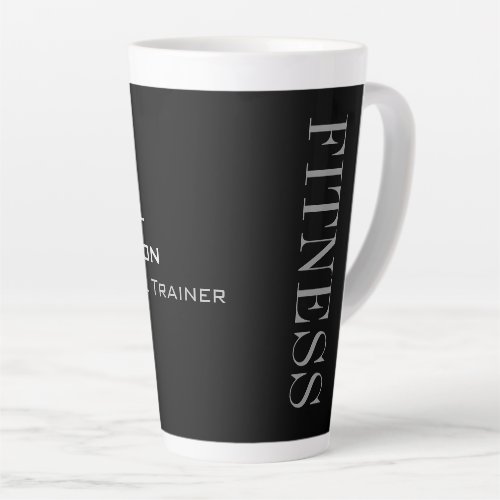 Trendy Grey Black Fitness Sport Add Name Latte Mug