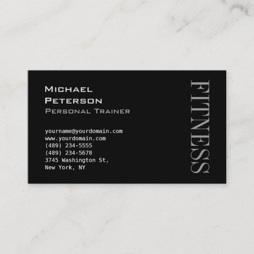 Trendy Grey Black Fitness Sport Business Card