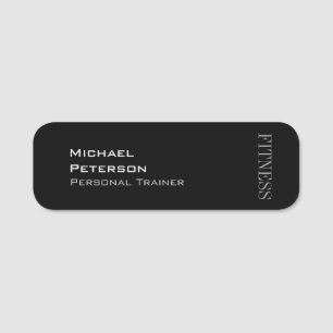 Trendy Grey Black Fitness Sport Name Tag
