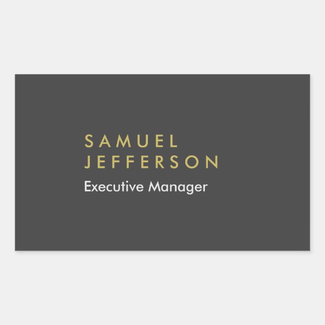 Trendy grey black professional plain modern rectangular sticker (Front)