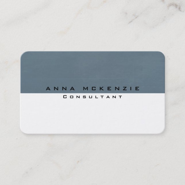 Trendy Grey Blue White Unique Creative Business Card (Front)