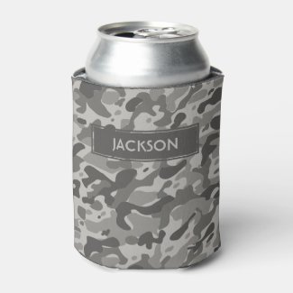 Trendy grey camouflage pattern with name
