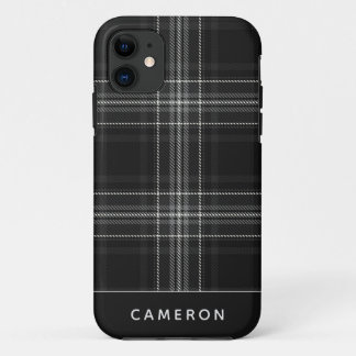 Trendy Grey Flannel Plaid Editable Name Case Mate