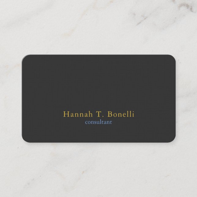 Trendy Grey Gold Blue Plain Creative Modern Business Card (Front)