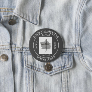 Trendy Grey Jesus The Messiah Christian Faith Button