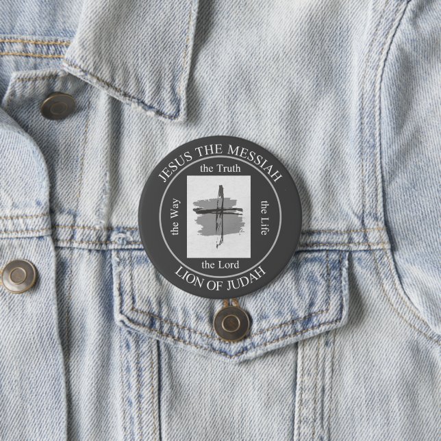 Trendy Grey Jesus The Messiah Christian Faith Button (In Situ)