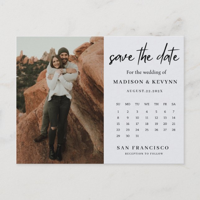 Trendy Grey Modern And Minimalist Wedding  Announcement Postcard (Front)