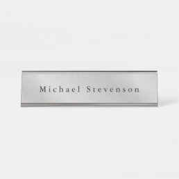 Trendy Grey Modern Design Unique Personal Desk Name Plate