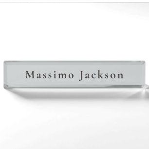 Trendy Grey Modern Design Unique Personal Desk Name Plate