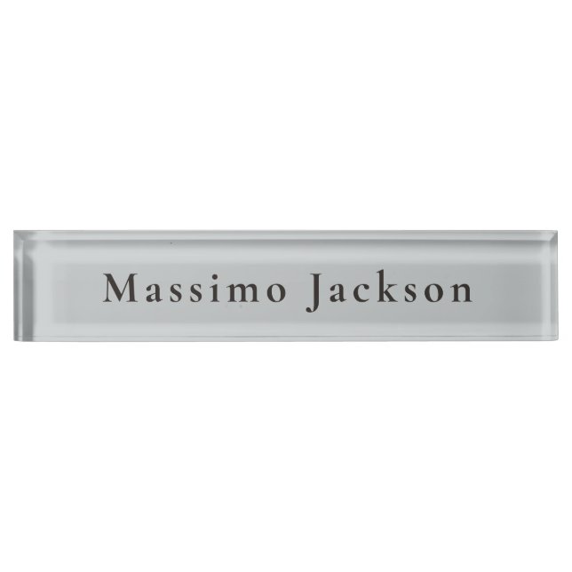 Trendy Grey Modern Design Unique Personal Desk Name Plate (Front)