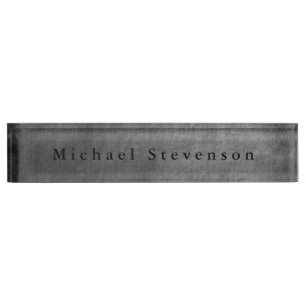 Trendy Grey Modern Design Unique Personal Desk Name Plate
