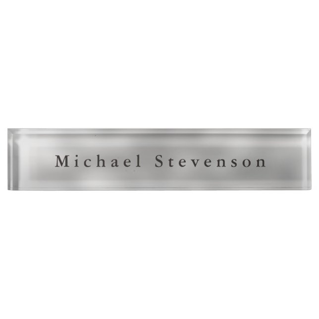 Trendy Grey Modern Design Unique Personal Name Plate (Front)