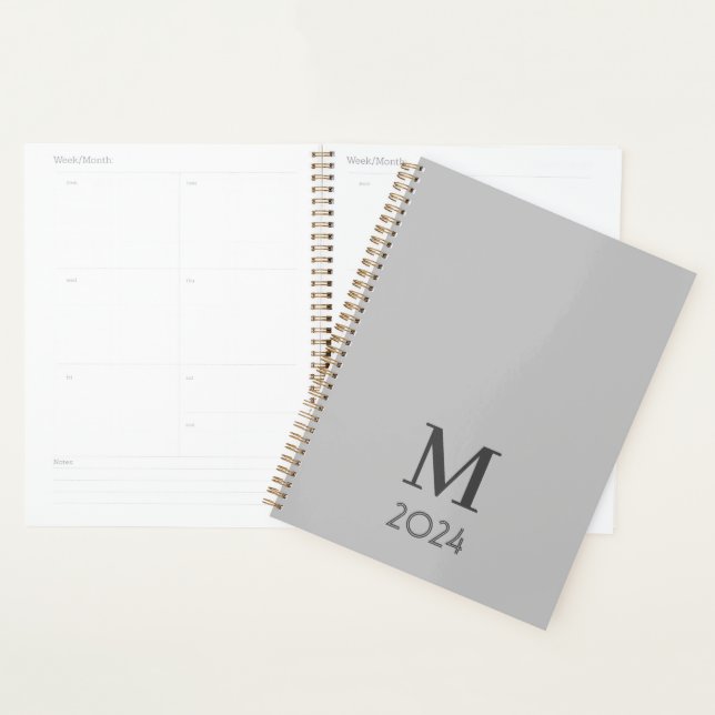 Trendy Grey Monogram 2024 Planner (Display)