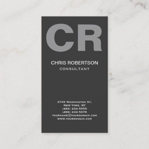 Trendy Grey Monogram Consultant Manager Business Card