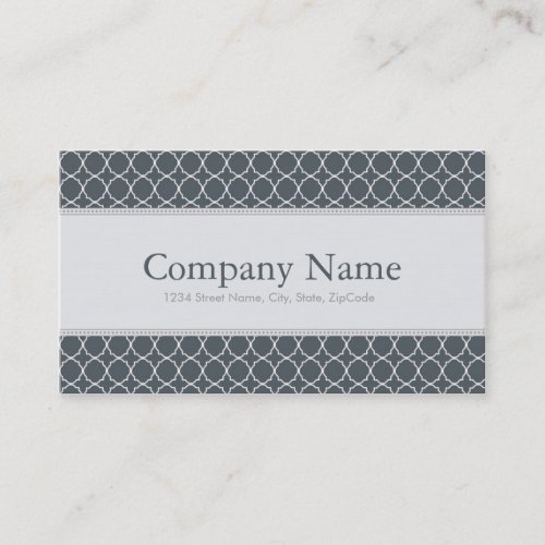 Trendy Grey Quatrefoil Pattern Business Cards