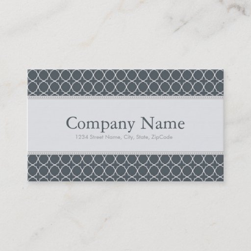 Customizable Trendy Grey Quatrefoil Pattern Business Cards