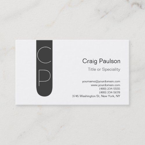 Trendy Grey Stripe White Monogram Business Card
