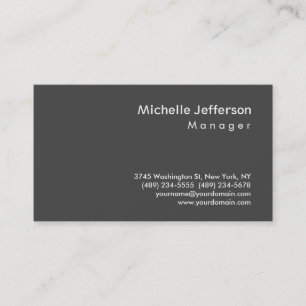 Trendy Grey Stylish Manager Business Card
