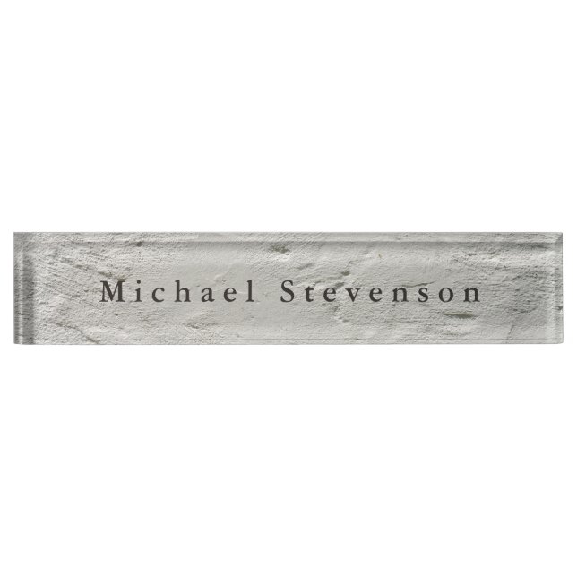 Trendy Grey Wall Design Modern Unique Personal Desk Name Plate (Front)
