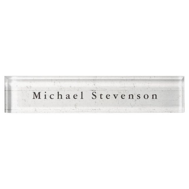 Trendy Grey Wall Design Unique Personal Desk Name Plate (Front)